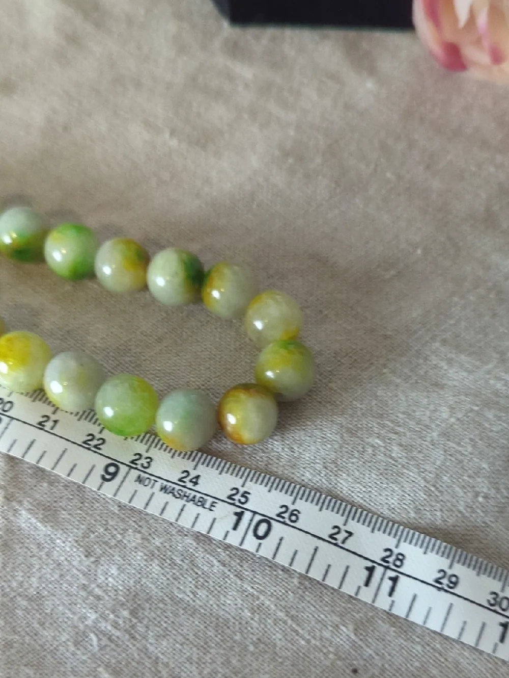 Jade Toned Stone Bead Necklace Earthy Luxe Green & Honey Gemstone Strand